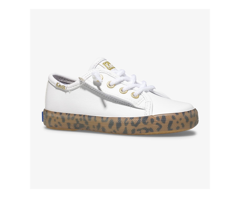 Kids Keds Sneakers - Kickstart Leopard Foxing Jr. - White - 7263-OPMTV